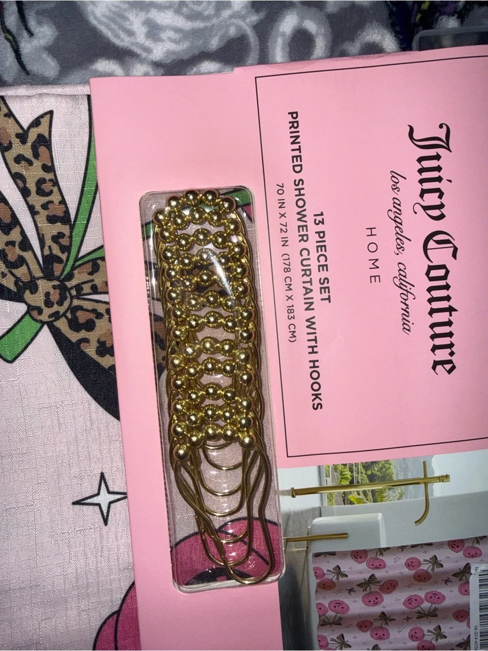 Juicy Couture Pink Pumpkin Graphic Shower Curtain